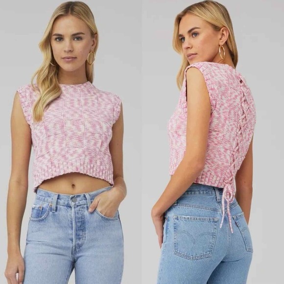 Steve Madden Cicilla Pink Tulle Sleeveless Sweater Size Large - Picture 1 of 8